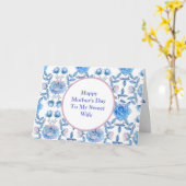 Carte Elégante couleur bleue Rose Fête des mères femmes (Fleur jaune)