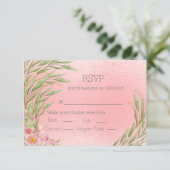 Carte Elégante couleur rose pâle vert floral RSVP (Debout devant)