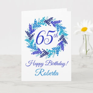 Carte Élégante couronne bleue 65e anniversaire