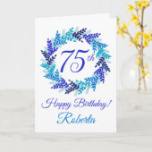 Carte Élégante couronne bleue 75e anniversaire (Fleur jaune)