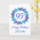 Carte Elégante couronne bleue 95e anniversaire (Fleur jaune)