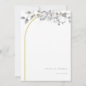 Carte Élégante couronne florale moderne Mariage noir bla (Dos)