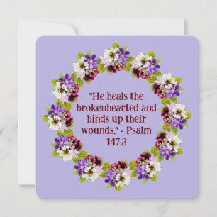 Carte Élégante couronne florale violet blanc religieux