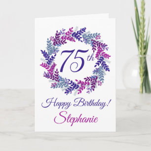 Carte Élégante couronne rose violet 75e anniversaire