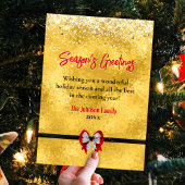 Carte Elégante cravate or rouge arc Noël Nouvel An