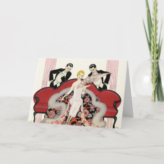 Carte Elégante dame à Paris Art Déco (Devant)