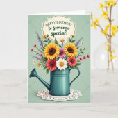 Carte élégante d'anniversaire avec fleurs (Fleur jaune)