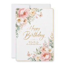 Carte élégante d'anniversaire avec fleurs à l'aqua