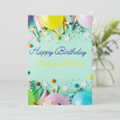 Carte élégante d'anniversaire – Ballons de couleur (Debout devant)