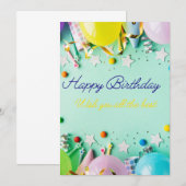 Carte élégante d'anniversaire – Ballons de couleur (Devant / Derrière)