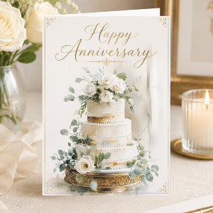 Carte élégante d'anniversaire de mariage Fleur Cak
