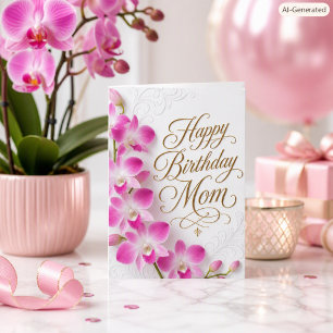 Carte élégante d'anniversaire pour maman avec orch