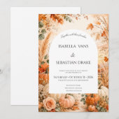 Carte Élégante d'Automne avec Citrouilles de Maria (Devant / Derrière)