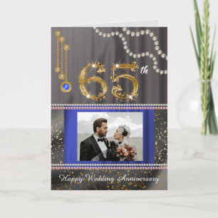 Carte élégante de 65e anniversaire avec saphir ble