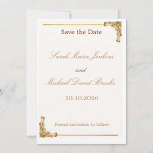 Carte Élégante de Baroque Royale de Mariage à l'Or