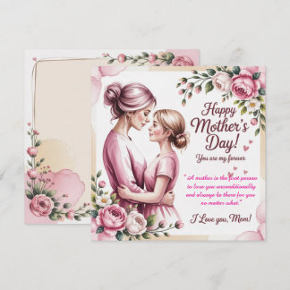Carte élégante de fête des mères à l'aquarelle ros