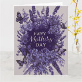 Carte élégante de Fête des Mères avec lavande viol (Fleur jaune)