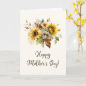 Carte élégante de fête des mères tournesol à l'aqu (Fleur jaune)