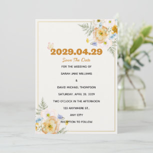 Carte Élégante de Fleurs de Printemps pour Mariage