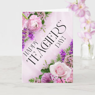 Carte élégante de fleurs roses pour la fête des en