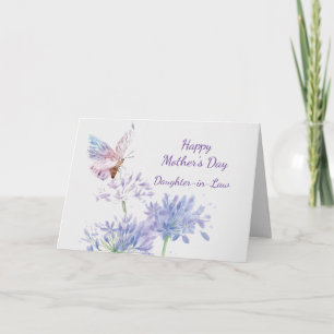 Carte élégante de jardin de papillons roses pour l