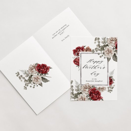 carte élégante de jour de fête des mères à la rose