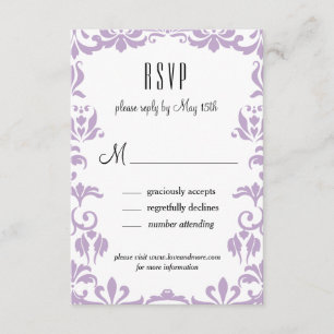 Carte élégante de la calligraphie RSVP de damassé