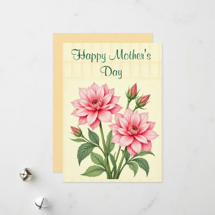 Carte élégante de la fête des mères à fleurs roses