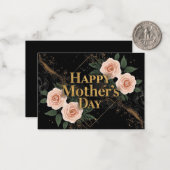 Carte élégante de la fête des mères noir et or ave (Devant/Arrière en situation)