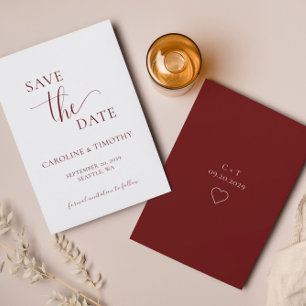 Carte Élégante de Mariage Blanc Bourgogne pour Sau