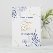 Carte élégante de mariage botanique 'Save the Date (Debout devant)