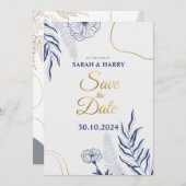 Carte élégante de mariage botanique 'Save the Date (Devant / Derrière)