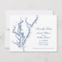 Carte élégante de mariage de Washington DC en bleu