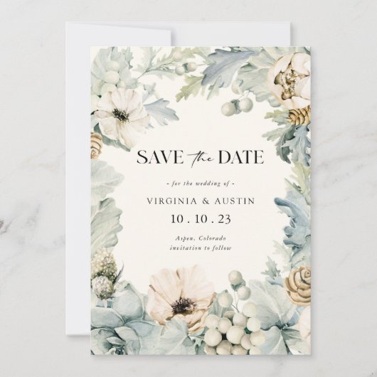 Carte Élégante de Mariage d'Hiver (Devant)