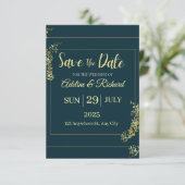 Carte Élégante de Mariage Fleurs en Or à Sauvegard (Debout devant)