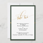 Carte élégante de mariage reporté à rayures vertes (Devant)