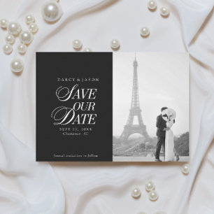 Carte Élégante de Mise en Garde Mariage Noir et Bl