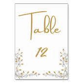 Carte élégante de numéro de table botanique en or (Dos)