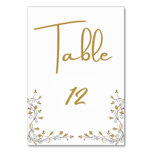 Carte élégante de numéro de table botanique en or (Par défaut)