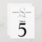 Carte élégante de numéro de table de mariage à mon (Devant / Derrière)