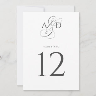 Carte élégante de numéro de table de mariage avec
