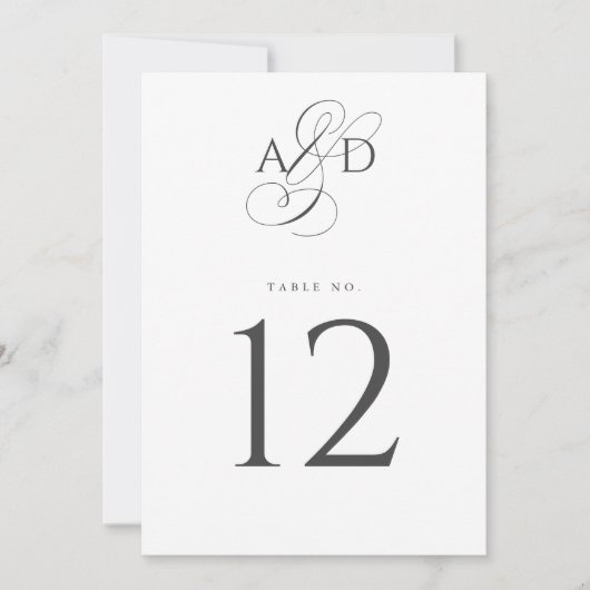 Carte élégante de numéro de table de mariage avec (Devant)