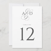 Carte élégante de numéro de table de mariage avec (Dos)