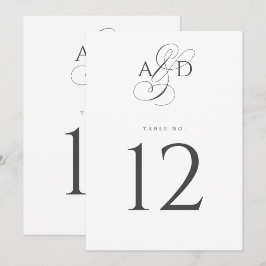 Carte élégante de numéro de table de mariage avec (Devant / Derrière)