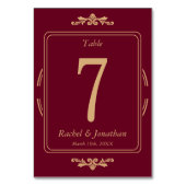 Carte élégante de numéro de table de mariage borde (Dos)