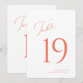 Carte élégante de numéro de table de mariage en éc (Devant / Derrière)