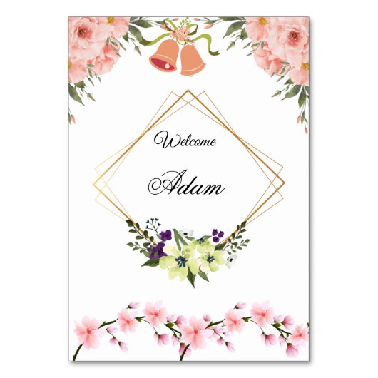 Carte élégante de numéro de table de mariage flora (Par défaut)
