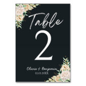 Carte élégante de numéro de table de mariage flora (Dos)