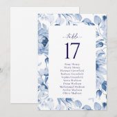 Carte élégante de numéro de table de mariage flora (Devant / Derrière)