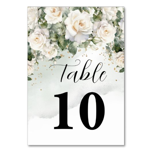 Carte élégante de numéro de table de mariage flora (Par défaut)